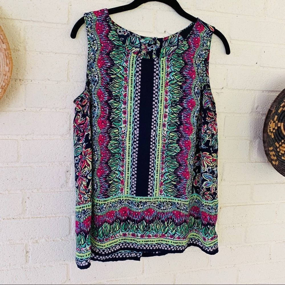 Cynthia Rowley Pattern Button Down Back Tank - Picture 3 of 6